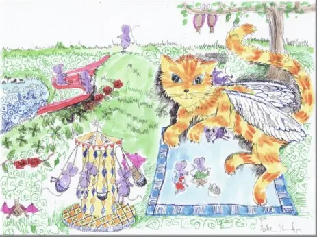 Grafik, Illustratio, Zeichnung, Katzenbild für Katzenbuch, Kinderbuch