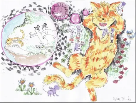 Katzenillustration, Kinderbuchillustration, Tierbuch, Buch mit Tieren, Kinderbuch