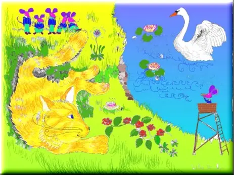 Geschichte mit Katze, Waldmaus, Mäusen, Fledermaus