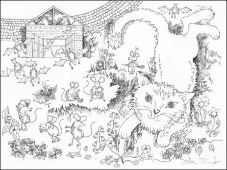 Katzenbilder, Illustration, Zeichnung, Grafik mit Katze