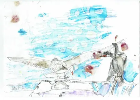 Tiere in der Kunst, Tuschegrafik, Wachsaquarell