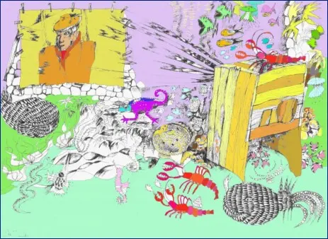 Buchillustration mit Seeungeheuerfür Buch, Kunstbuch