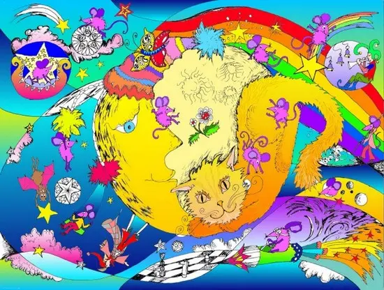 literarischer Katzenkalender 2019 mit Poesie, Katze beim Mann im Mond