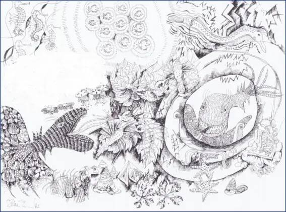 Zeichnung, Grafik in der Kunst mit Seeungeheuer, Bilder